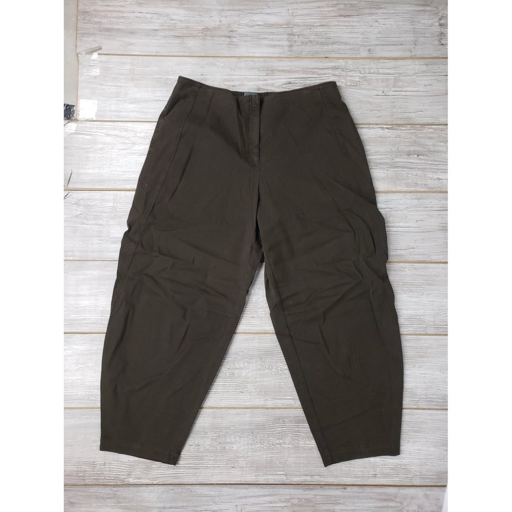 Oska Pants Womens 5 Dark Brown Tapered Leg Elastic Waist Lagenlook 10180710106